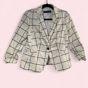 The Limited Cream and Black Grid Blazer